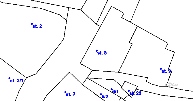 Parcela st. 8 v KÚ Odolenov, Katastrální mapa