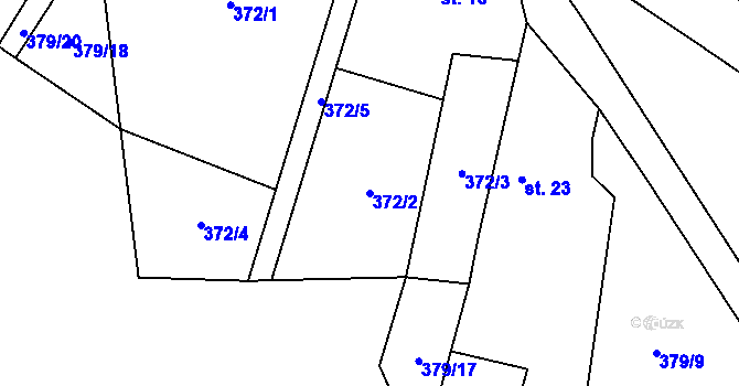 Parcela st. 372/2 v KÚ Odolenov, Katastrální mapa
