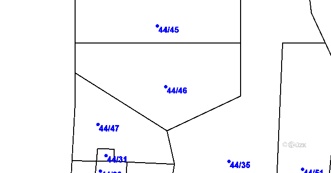 Parcela st. 44/46 v KÚ Mostov, Katastrální mapa