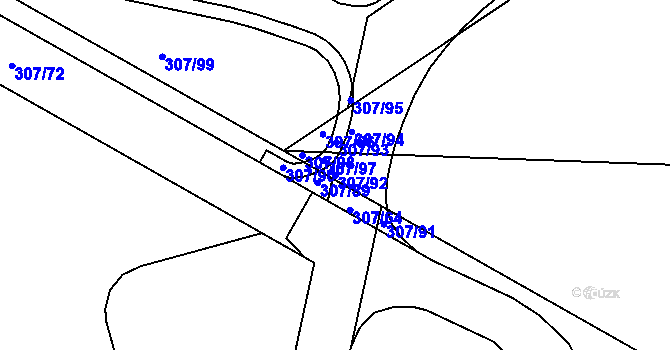 Parcela st. 307/92 v KÚ Obilná, Katastrální mapa