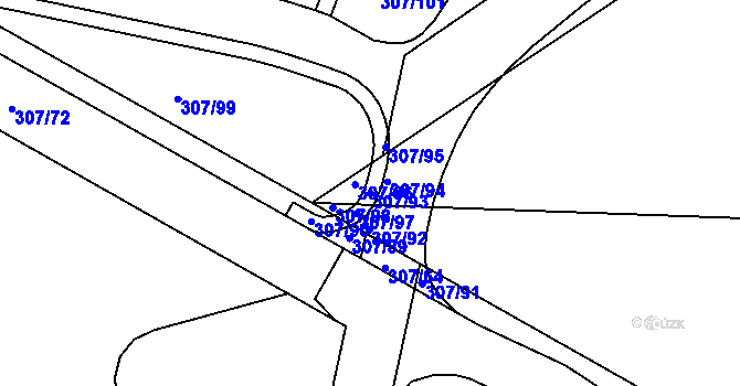 Parcela st. 307/93 v KÚ Obilná, Katastrální mapa