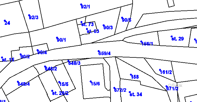 Parcela st. 659/4 v KÚ Odrava, Katastrální mapa