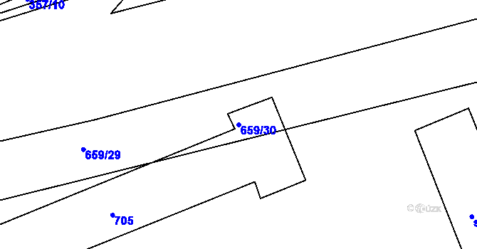 Parcela st. 659/30 v KÚ Odrava, Katastrální mapa