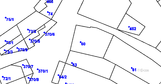 Parcela st. 60 v KÚ Odrovice, Katastrální mapa