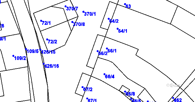 Parcela st. 66/2 v KÚ Odrovice, Katastrální mapa