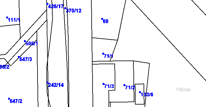 Parcela st. 71/1 v KÚ Odrovice, Katastrální mapa