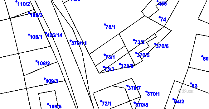 Parcela st. 73/1 v KÚ Odrovice, Katastrální mapa