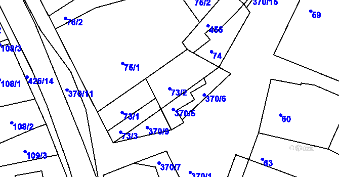 Parcela st. 73/2 v KÚ Odrovice, Katastrální mapa