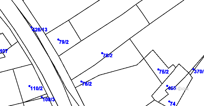 Parcela st. 78/2 v KÚ Odrovice, Katastrální mapa