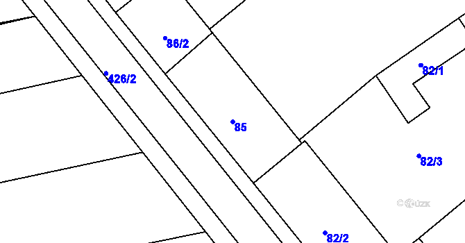 Parcela st. 85 v KÚ Odrovice, Katastrální mapa
