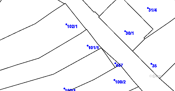 Parcela st. 101/1 v KÚ Odrovice, Katastrální mapa