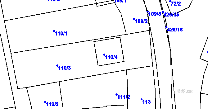 Parcela st. 110/4 v KÚ Odrovice, Katastrální mapa