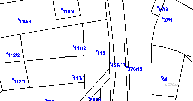 Parcela st. 113 v KÚ Odrovice, Katastrální mapa