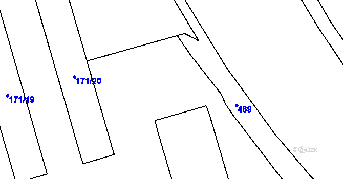 Parcela st. 171/21 v KÚ Odrovice, Katastrální mapa