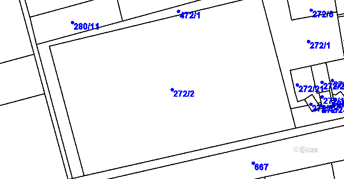 Parcela st. 272/2 v KÚ Odrovice, Katastrální mapa