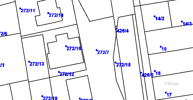 Parcela st. 272/7 v KÚ Odrovice, Katastrální mapa