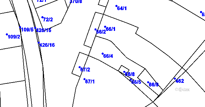 Parcela st. 66/4 v KÚ Odrovice, Katastrální mapa