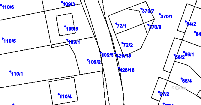 Parcela st. 109/5 v KÚ Odrovice, Katastrální mapa