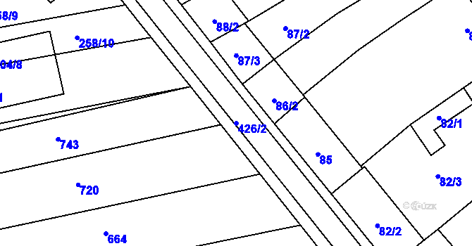 Parcela st. 426/2 v KÚ Odrovice, Katastrální mapa