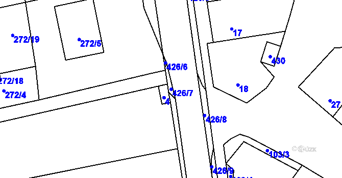 Parcela st. 426/7 v KÚ Odrovice, Katastrální mapa