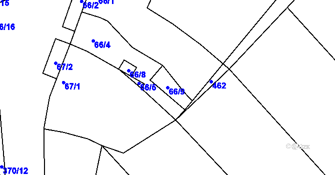 Parcela st. 66/9 v KÚ Odrovice, Katastrální mapa