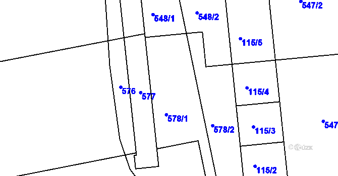 Parcela st. 578 v KÚ Odrovice, Katastrální mapa