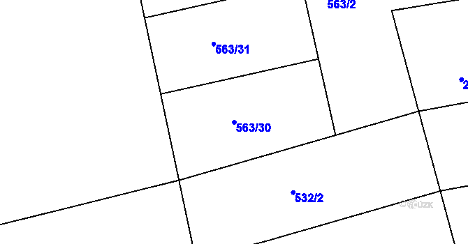 Parcela st. 563/30 v KÚ Odrovice, Katastrální mapa