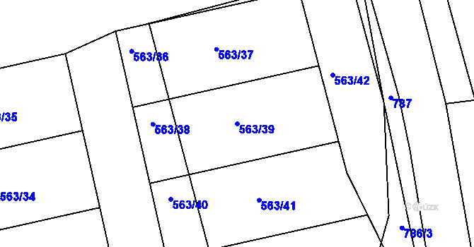 Parcela st. 563/39 v KÚ Odrovice, Katastrální mapa