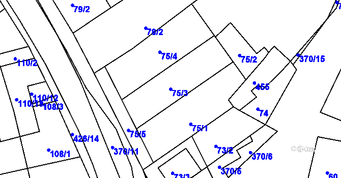Parcela st. 75/3 v KÚ Odrovice, Katastrální mapa