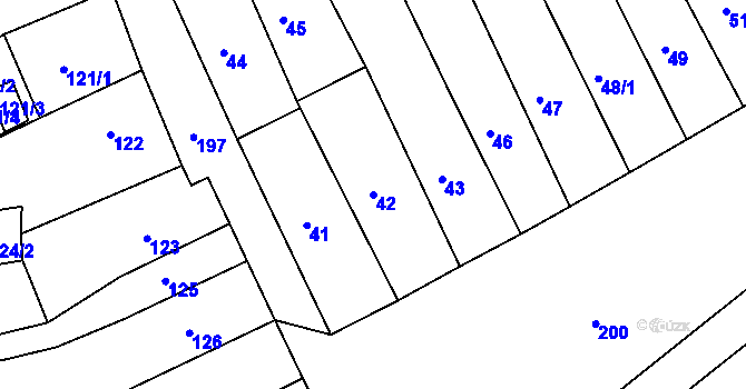 Parcela st. 42 v KÚ Odry, Katastrální mapa