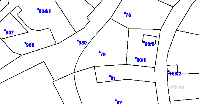 Parcela st. 79 v KÚ Odry, Katastrální mapa