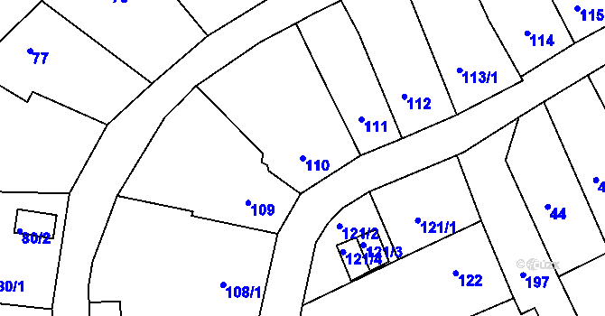 Parcela st. 110 v KÚ Odry, Katastrální mapa