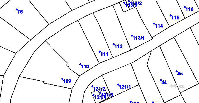 Parcela st. 111 v KÚ Odry, Katastrální mapa