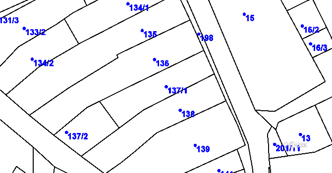 Parcela st. 137/1 v KÚ Odry, Katastrální mapa
