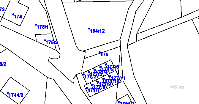 Parcela st. 176 v KÚ Odry, Katastrální mapa