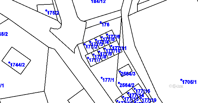Parcela st. 177/9 v KÚ Odry, Katastrální mapa