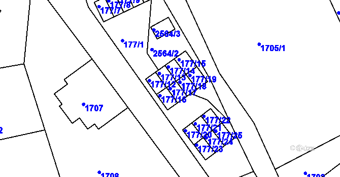 Parcela st. 177/17 v KÚ Odry, Katastrální mapa