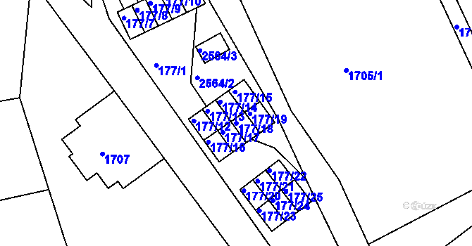 Parcela st. 177/18 v KÚ Odry, Katastrální mapa