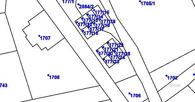 Parcela st. 177/20 v KÚ Odry, Katastrální mapa