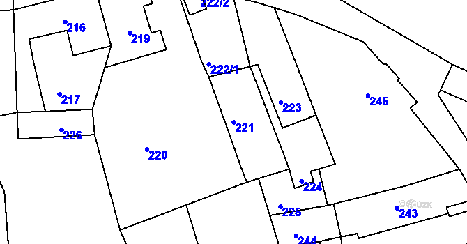 Parcela st. 221 v KÚ Odry, Katastrální mapa