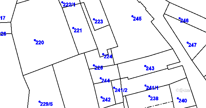 Parcela st. 224 v KÚ Odry, Katastrální mapa