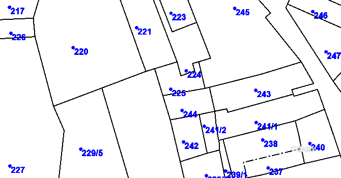Parcela st. 225 v KÚ Odry, Katastrální mapa