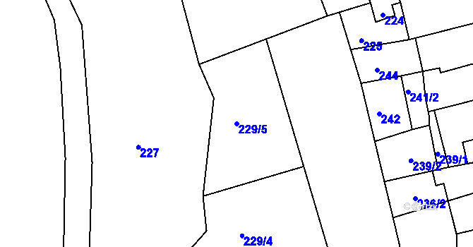Parcela st. 229/5 v KÚ Odry, Katastrální mapa