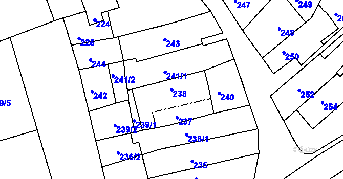 Parcela st. 238 v KÚ Odry, Katastrální mapa