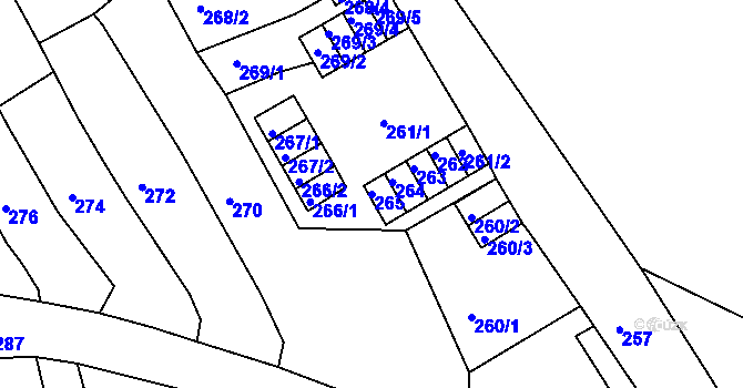 Parcela st. 265 v KÚ Odry, Katastrální mapa