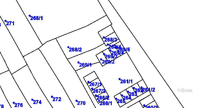 Parcela st. 269/3 v KÚ Odry, Katastrální mapa