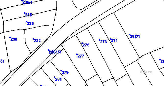 Parcela st. 275 v KÚ Odry, Katastrální mapa