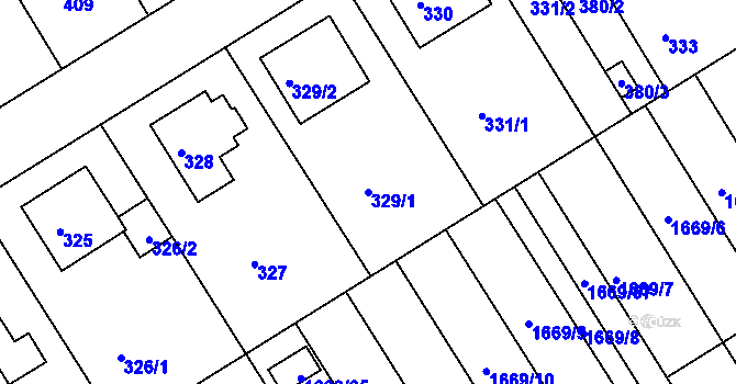 Parcela st. 329/1 v KÚ Odry, Katastrální mapa