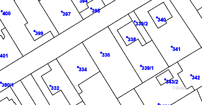 Parcela st. 336 v KÚ Odry, Katastrální mapa