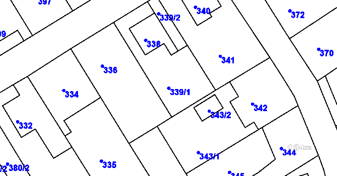 Parcela st. 339/1 v KÚ Odry, Katastrální mapa